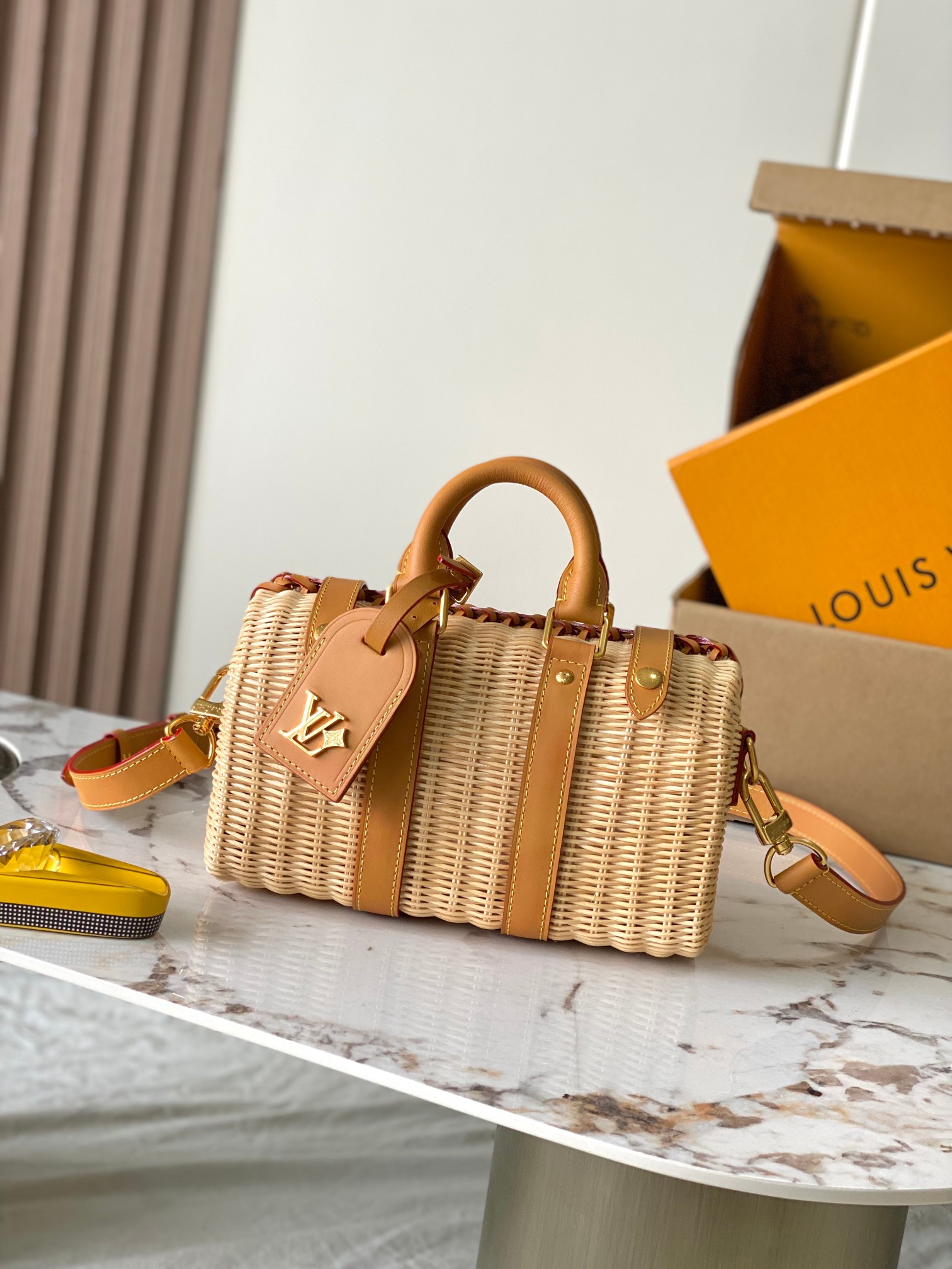 [TOP] Louis Vuitton LV Keepall Bandoulière 25 Rattan Handbag 25*15*11cm - Brown