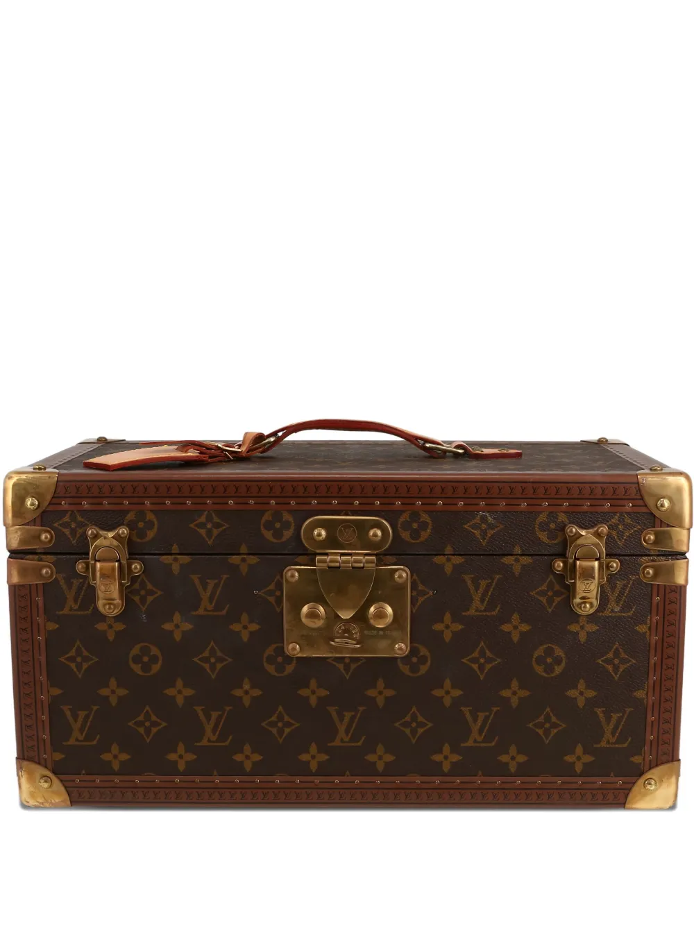 [TOP] Louis Vuitton LV MONOGRAM CANVAS BOITE BOUTEILLES TRUNK WITH BRASS HARDWARE 40 x 20 x 22 cm - Brown
