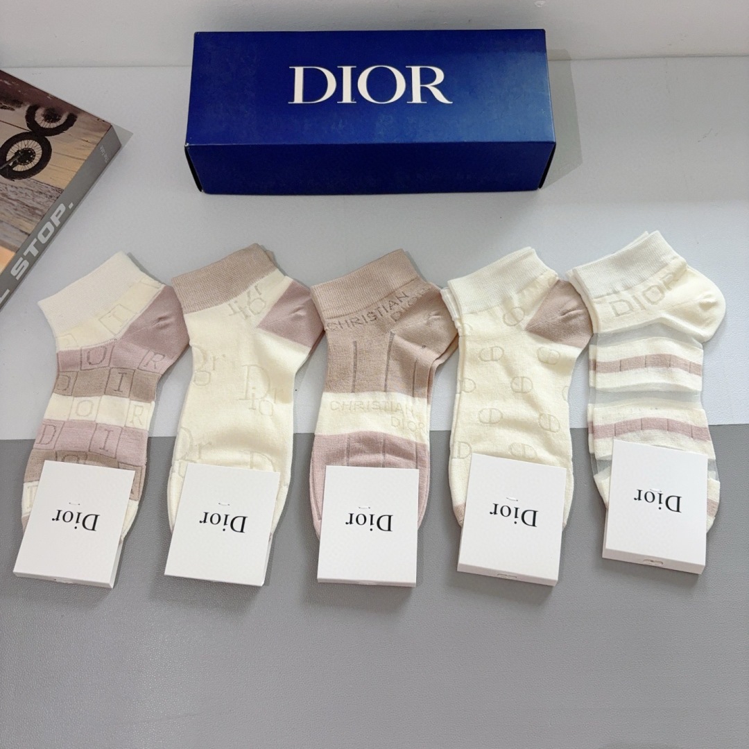 [Top] Christian Dior Socks - 5 Pieces as a Set