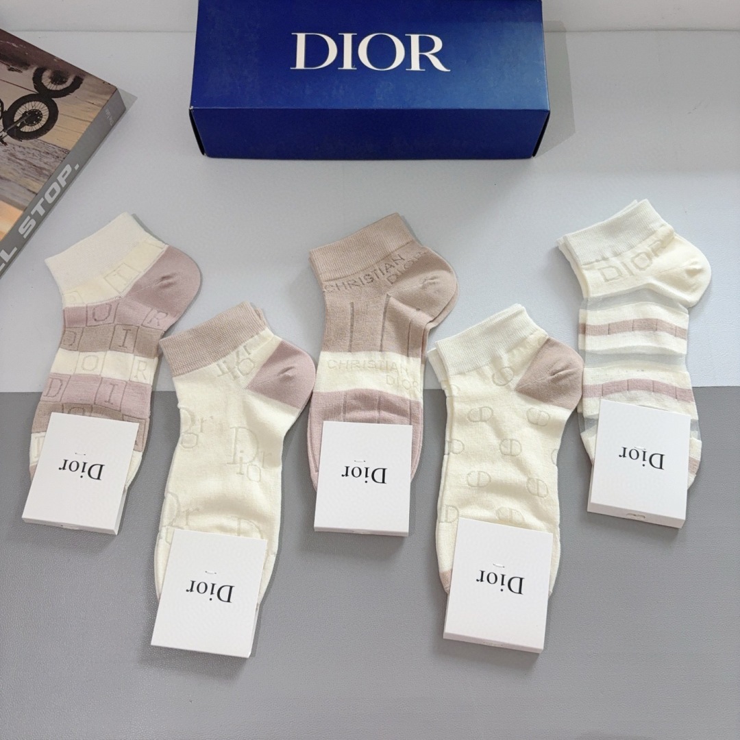 [Top] Christian Dior Socks - 5 Pieces as a Set