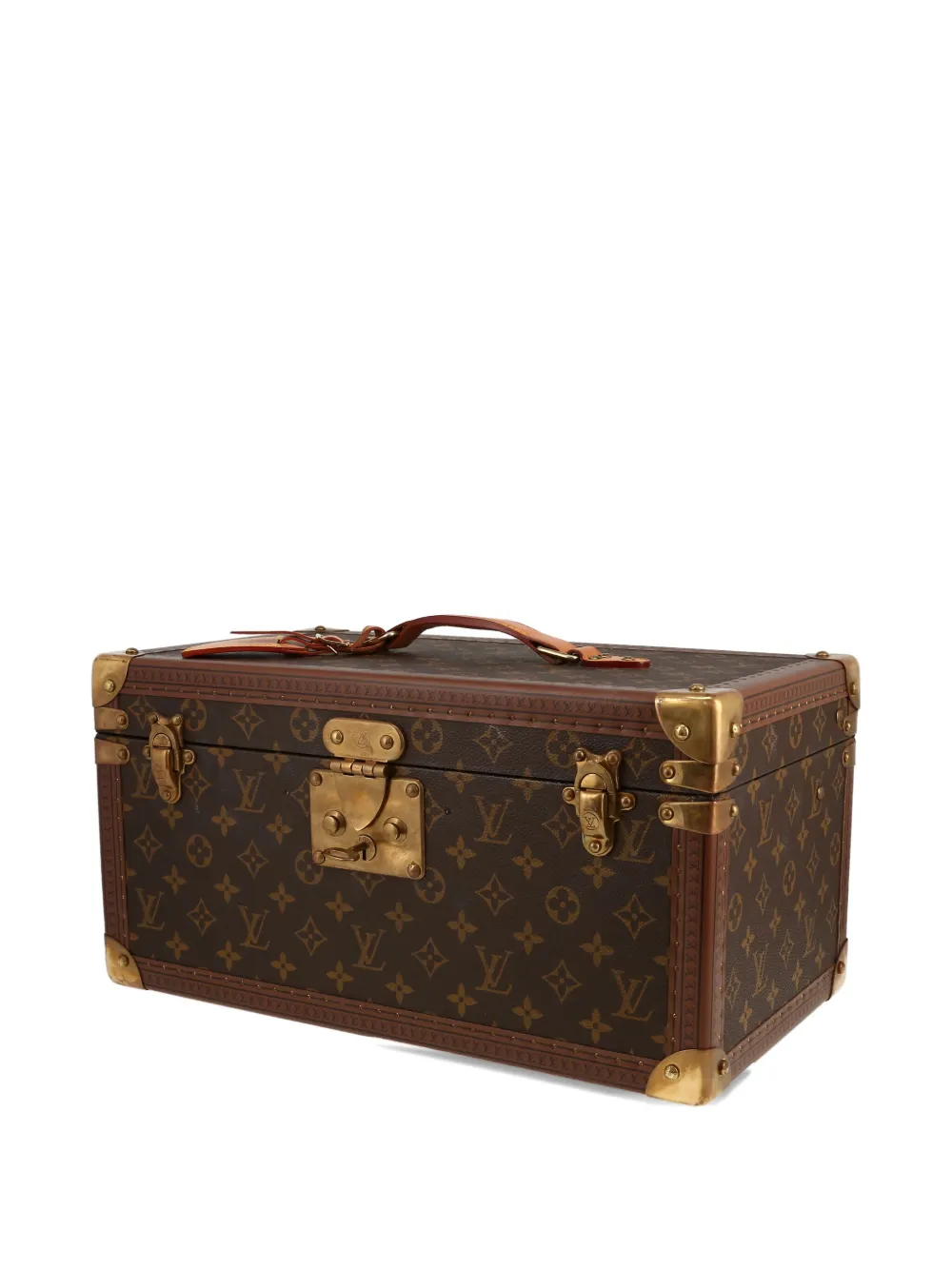 [TOP] Louis Vuitton LV MONOGRAM CANVAS BOITE BOUTEILLES TRUNK WITH BRASS HARDWARE 40 x 20 x 22 cm - Brown