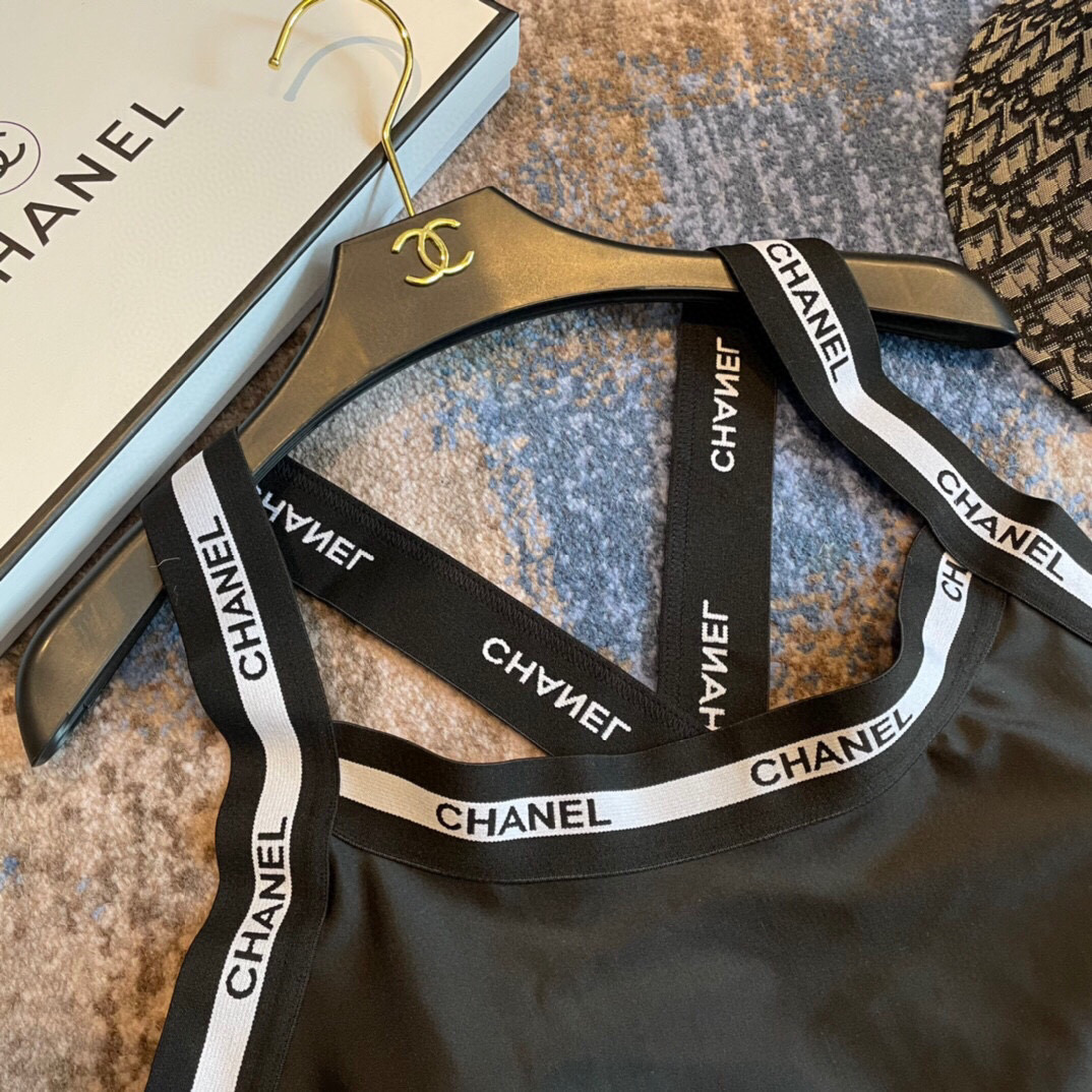 [TOP] CHANEL One-Piece Swimsuit - Black