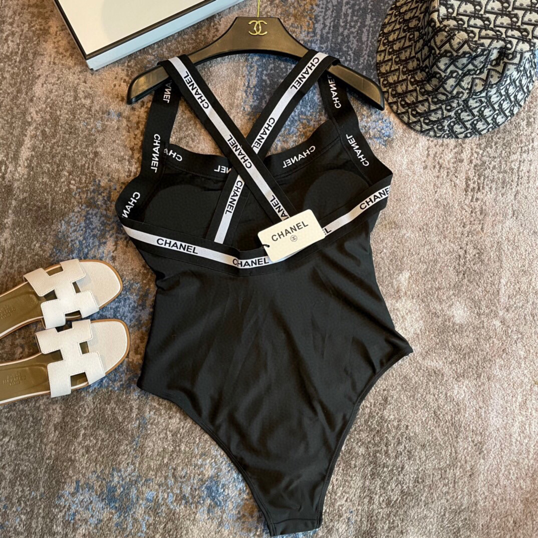 [TOP] CHANEL One-Piece Swimsuit - Black