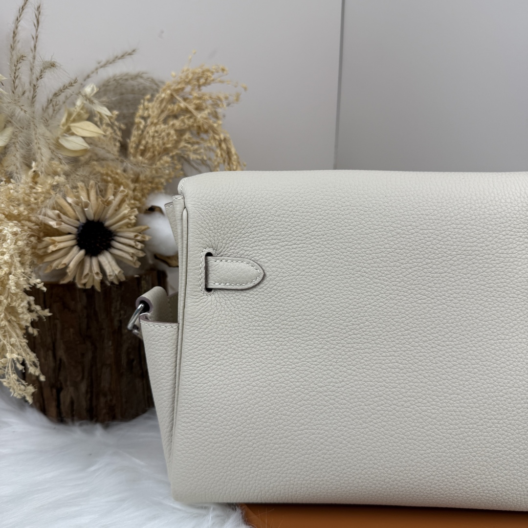 [TOP] HERMES Kelly Messenger Bag 25cm - Craie & SHW