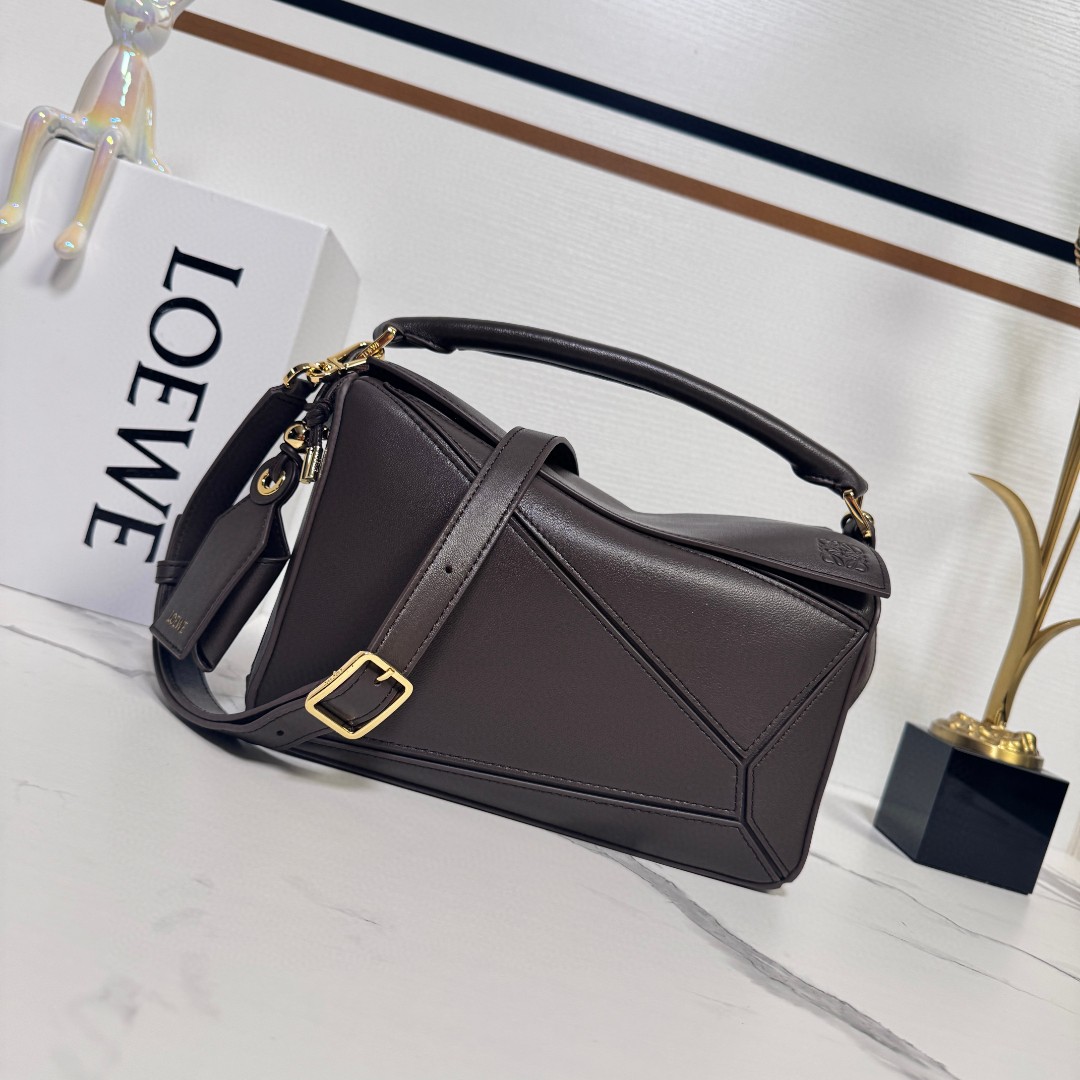 [TOP] LOEWE Small Puzzle Bag Nappa Lambskin 24×10.5×16 CM - Dark Chestnut