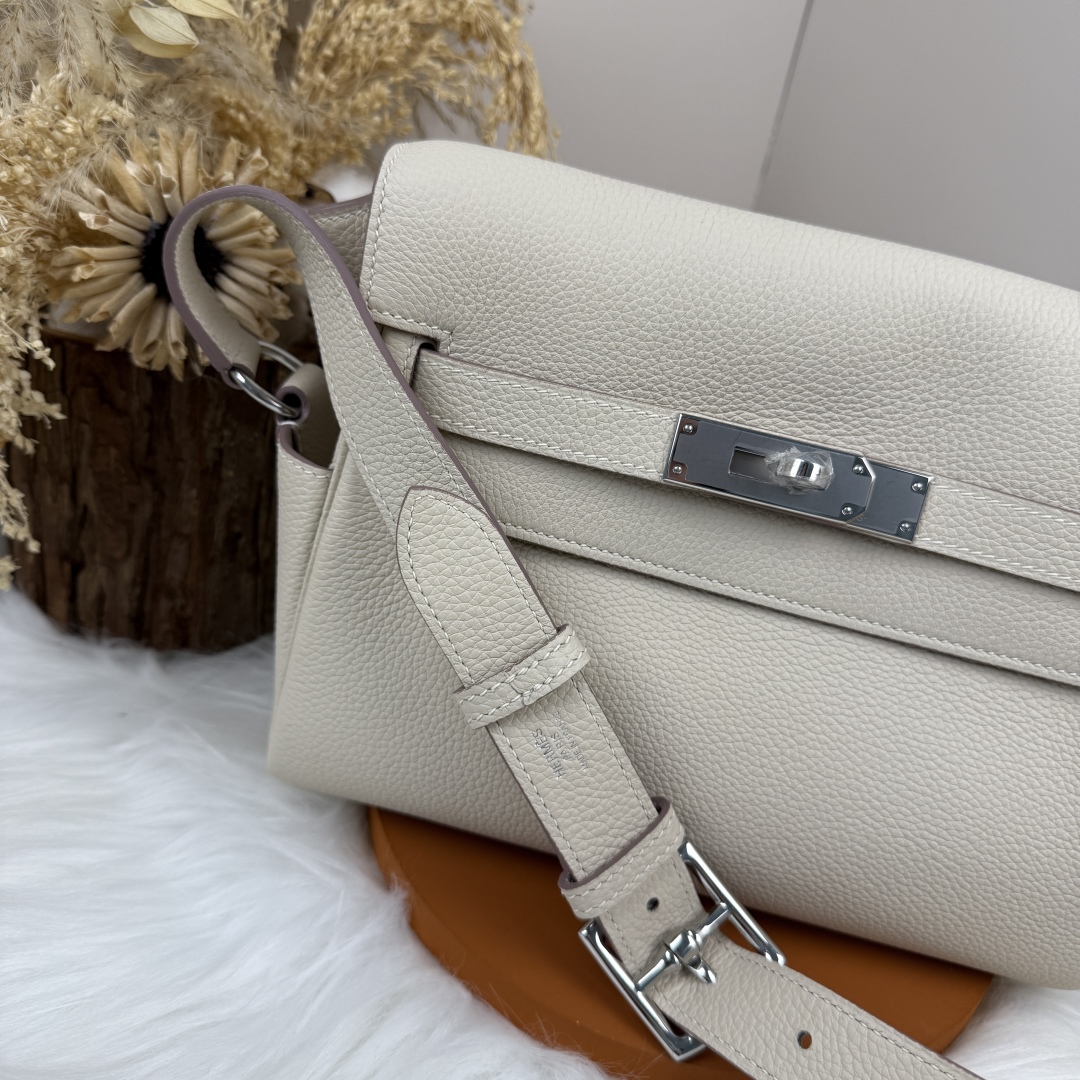 [TOP] HERMES Kelly Messenger Bag 25cm - Craie & SHW
