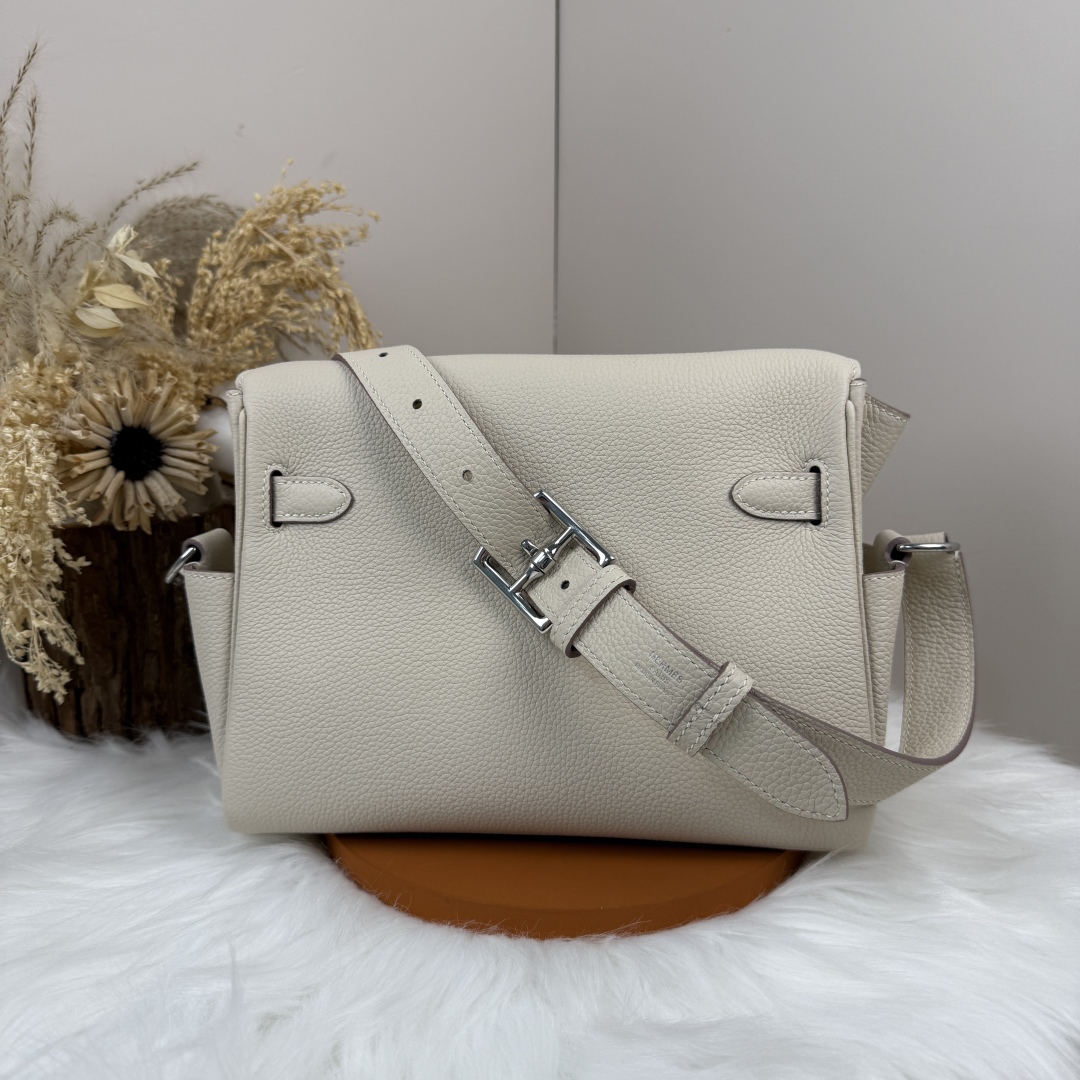 [TOP] HERMES Kelly Messenger Bag 25cm - Craie & SHW