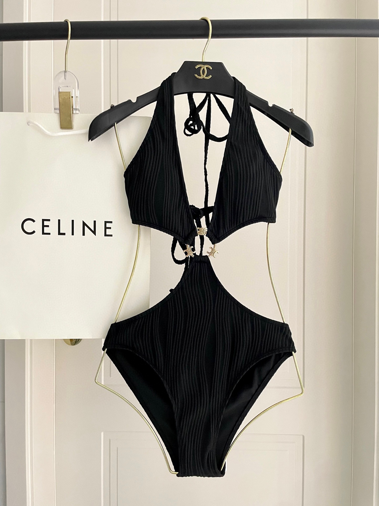 [TOP] CELINE One-Piece Swimsuit Solid Color - 2 Color