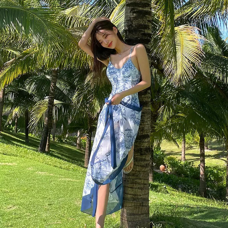 [TOP] Christian Dior One-Piece Swimsuit Set - Blue