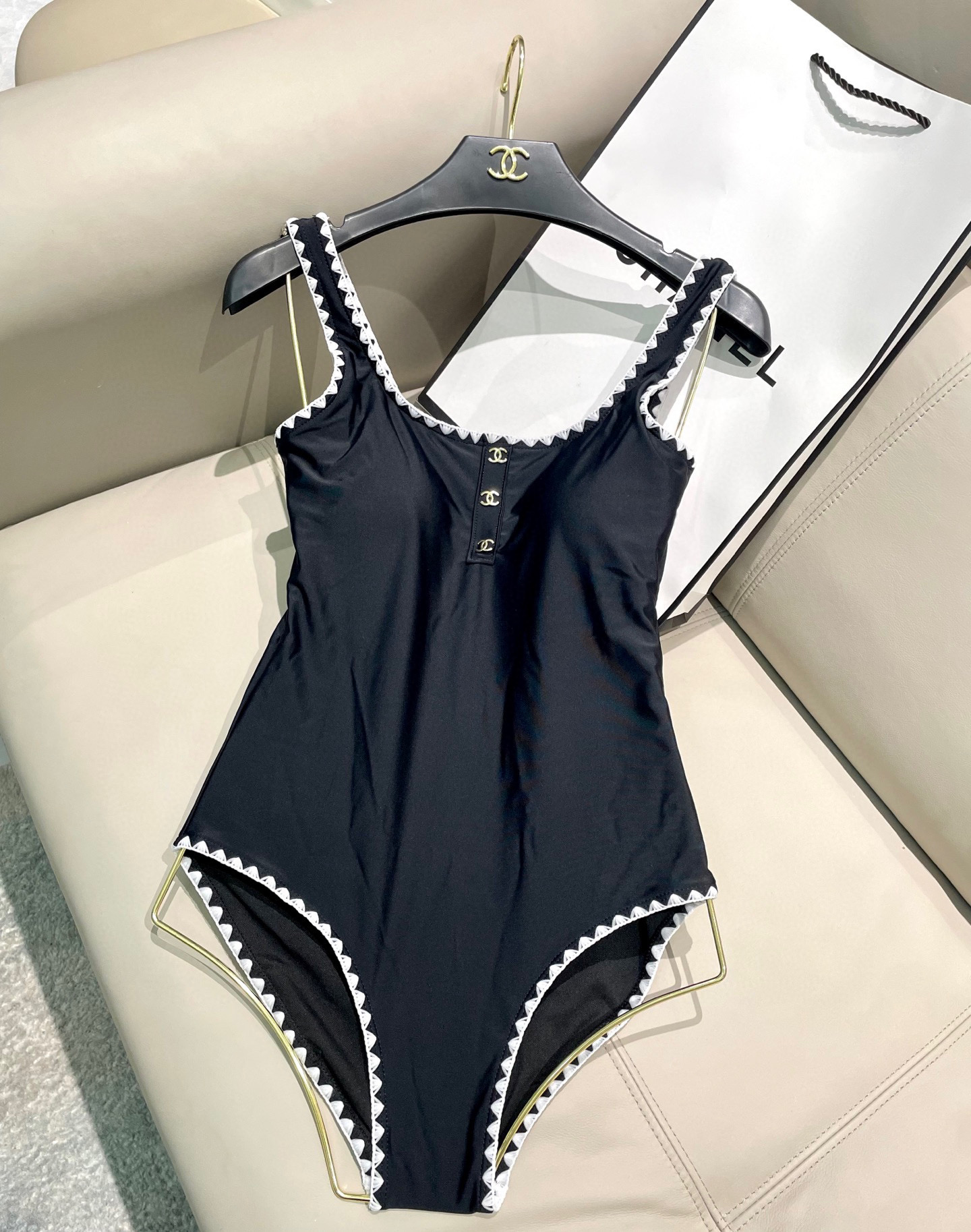 [TOP] CHANEL One-Piece Swimsuit - Black