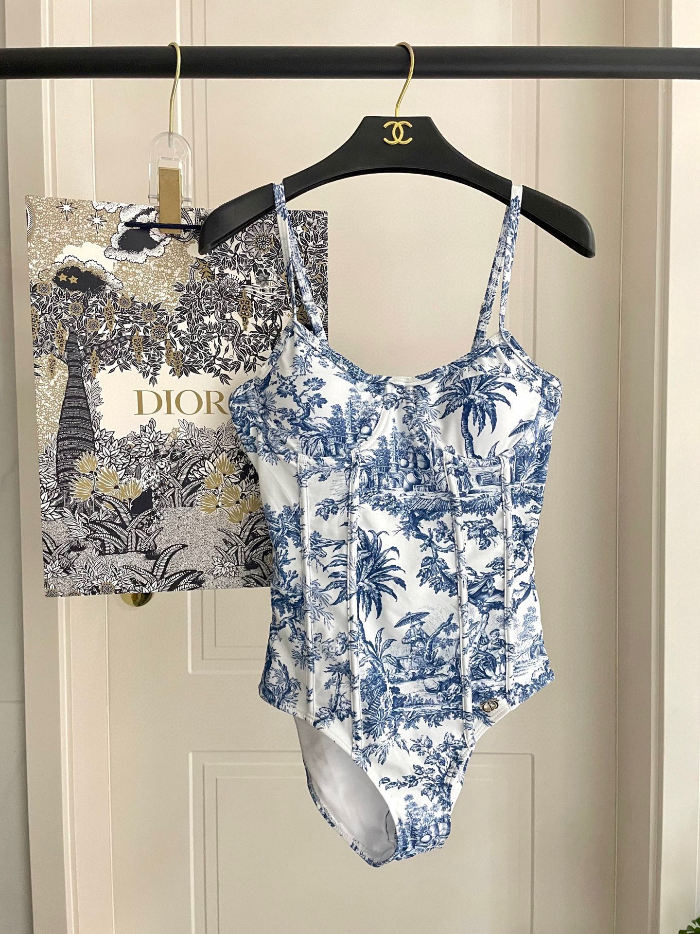 [TOP] Christian Dior One-Piece Swimsuit Set - Blue