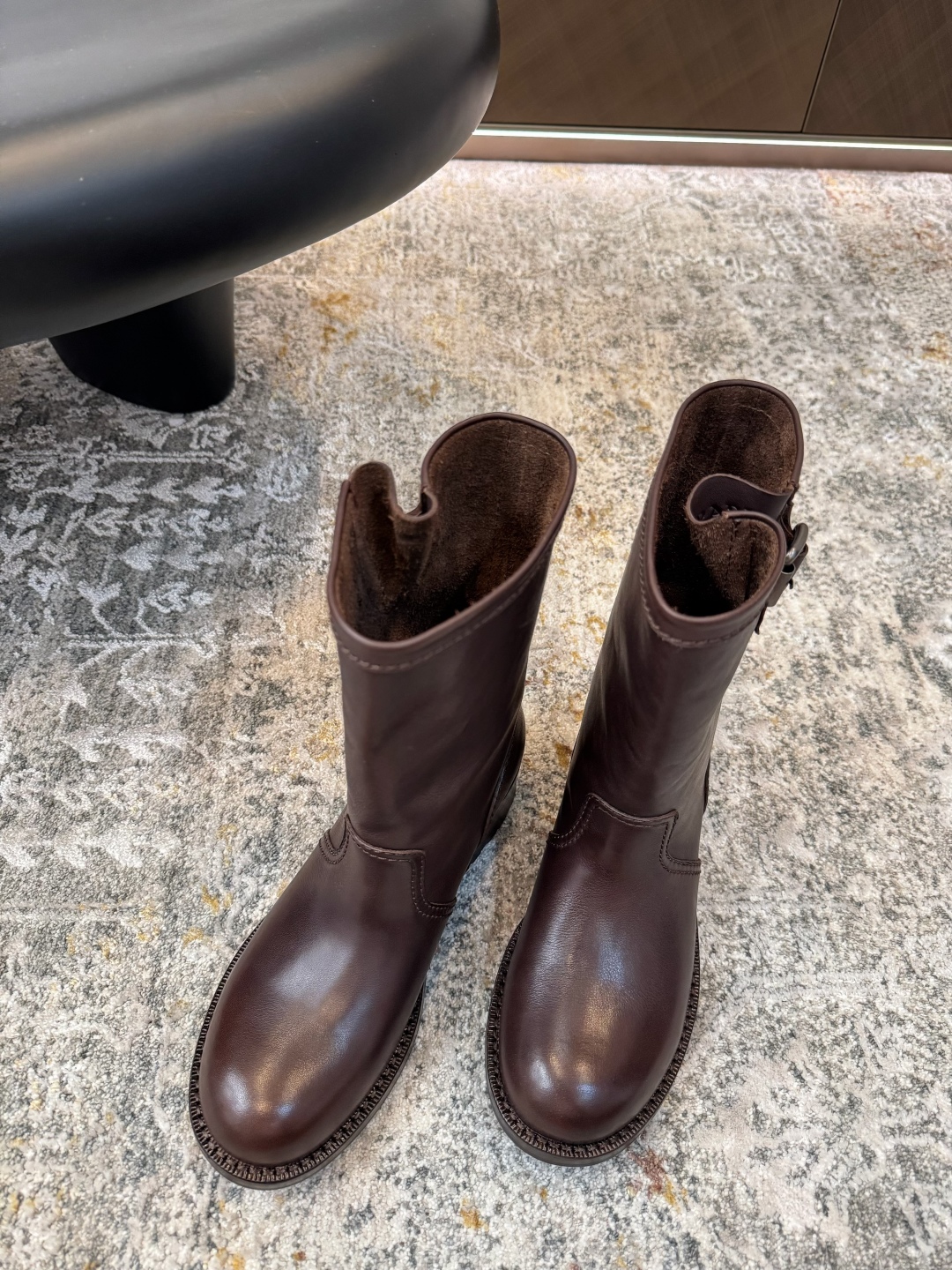 [TOP] PRADA Leather Short Boots 4cm Low Heels -  2 Color