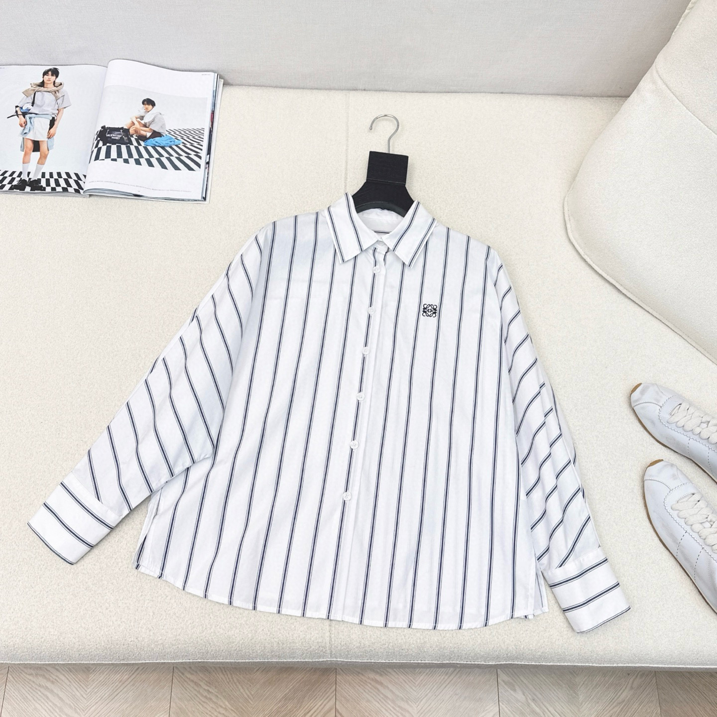 [TOP] LOEWE Stripe Shirt - White