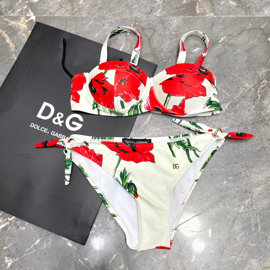 [TOP] Dolce & Gabbana DG Bikini Swimsuit - White