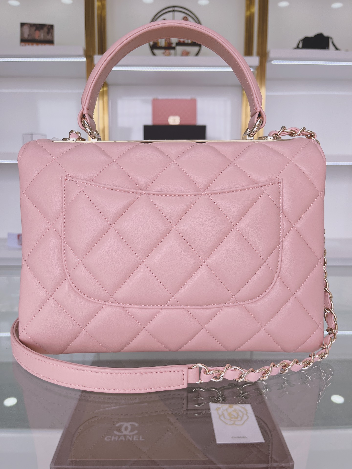 [TOP] CHANEL Trendy CC Handle Bag 25×12×17cm - Pink &GHW