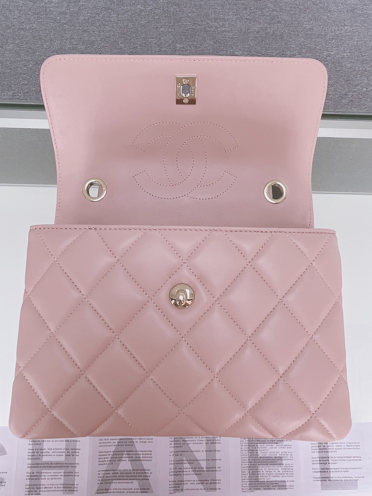 [TOP] CHANEL Trendy CC Handle Bag 25×12×17cm - Pink &GHW