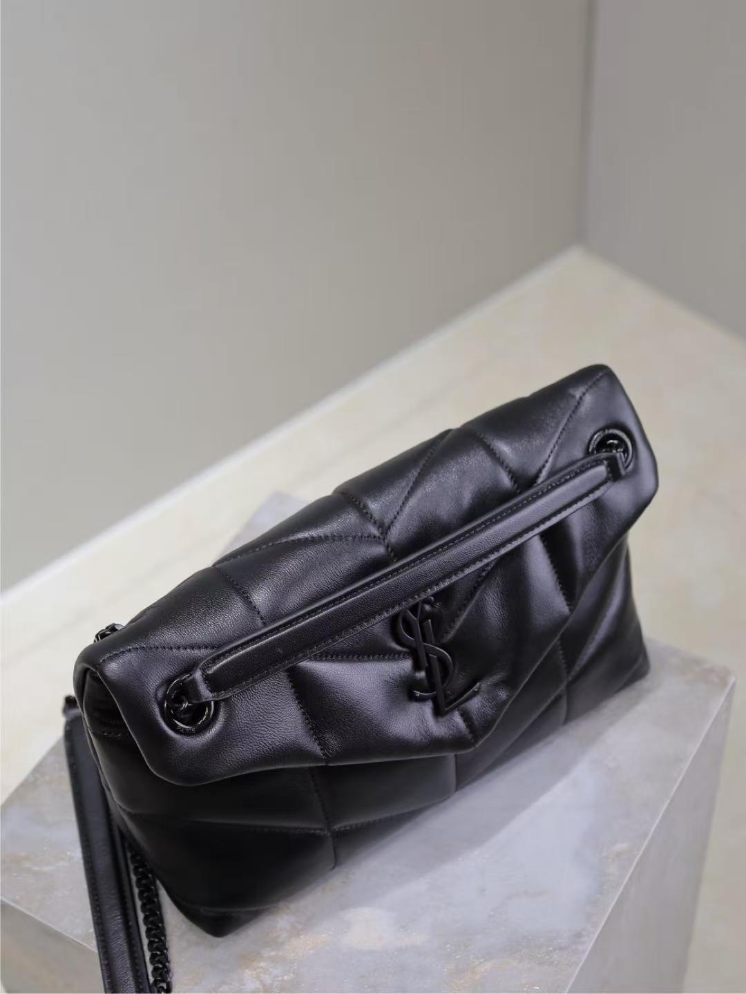 [TOP] Yves Saint Laurent YSL Lou Lou Puffer Small Leather - Black