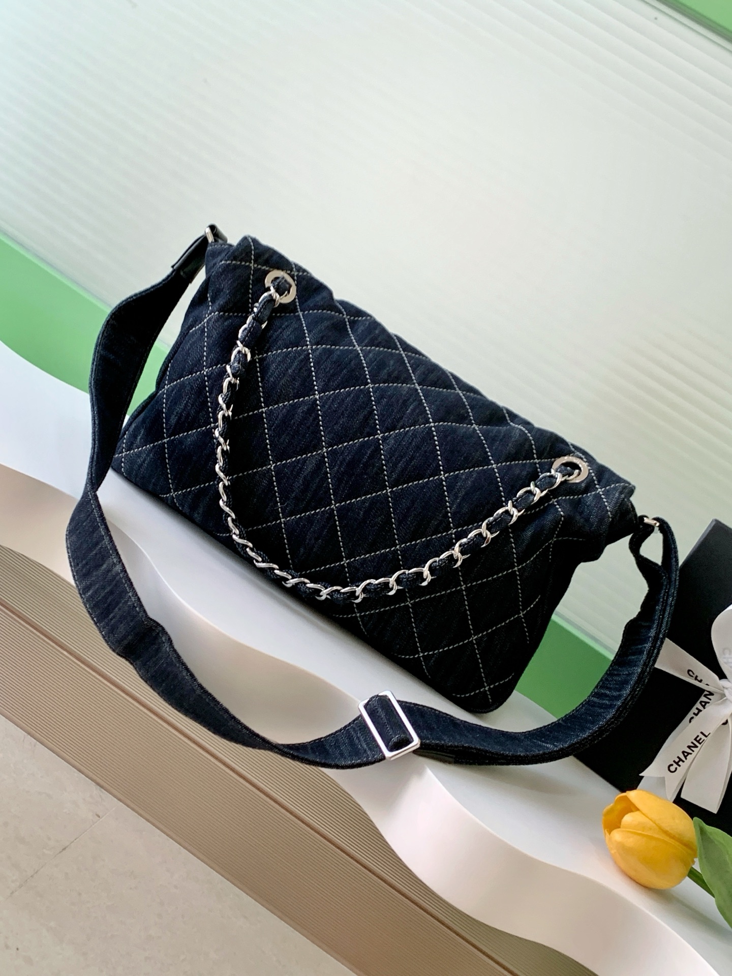 [TOP] CHANEL Denim Flap Bag 22x34x10cm/30x40x11cm - Denim Blue