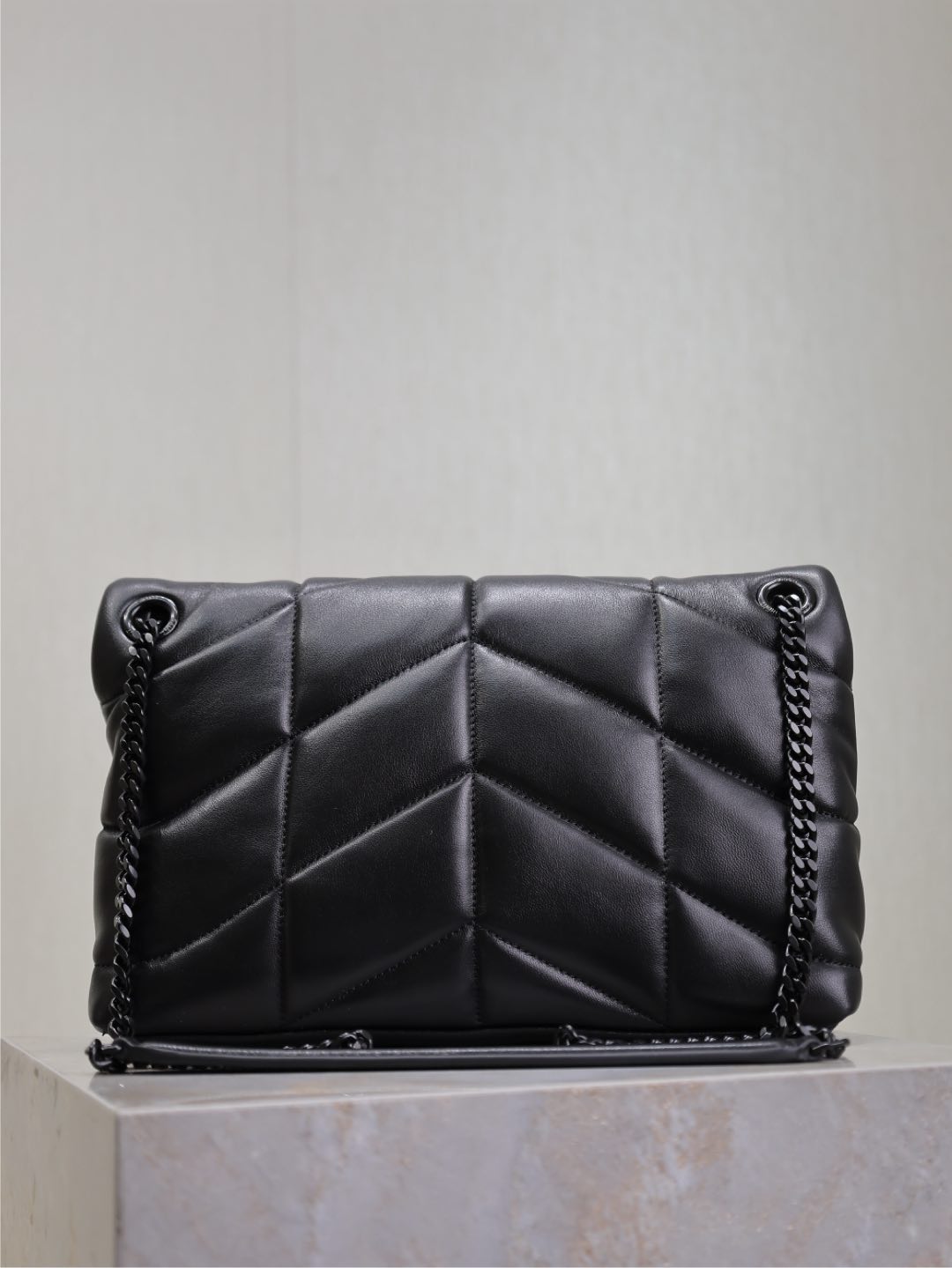 [TOP] Yves Saint Laurent YSL Lou Lou Puffer Small Leather - Black