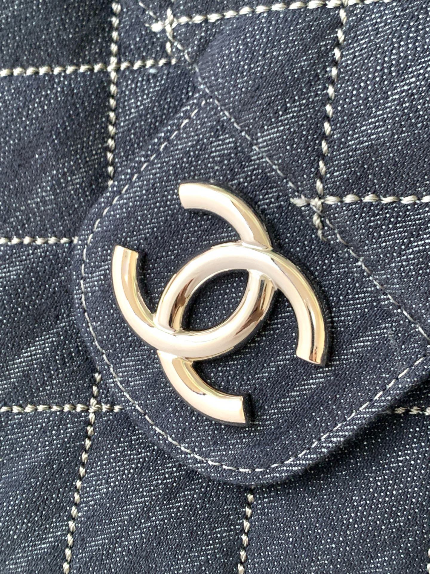 [TOP] CHANEL Denim Flap Bag 22x34x10cm/30x40x11cm - Denim Blue