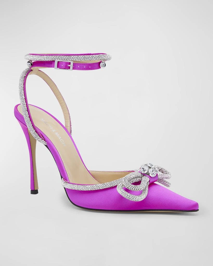 [TOP] Mach & Mach Strass Bow Double Ankle-Strap Pumps - Purple