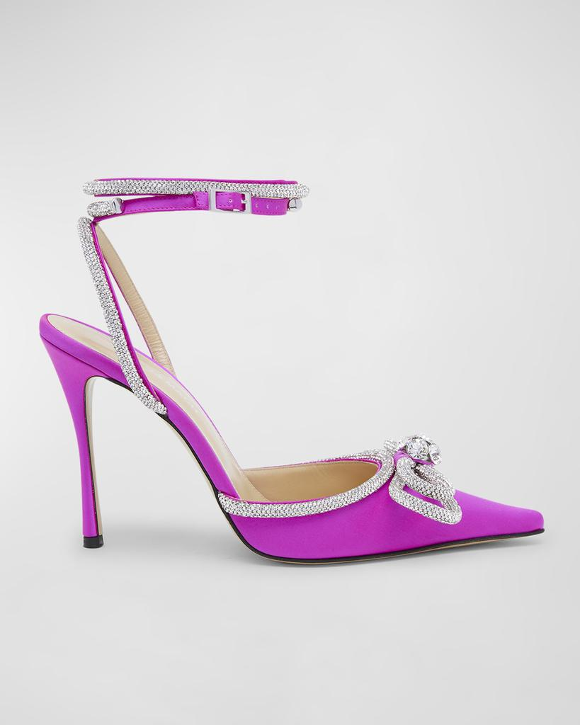 [TOP] Mach & Mach Strass Bow Double Ankle-Strap Pumps - Purple