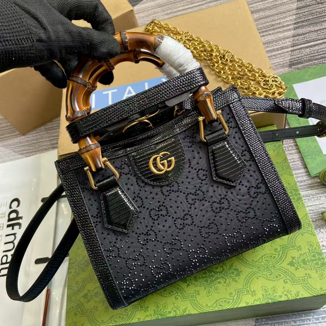[TOP] GUCCI G*G Diana Tote Bag 20x16x10cm - Black