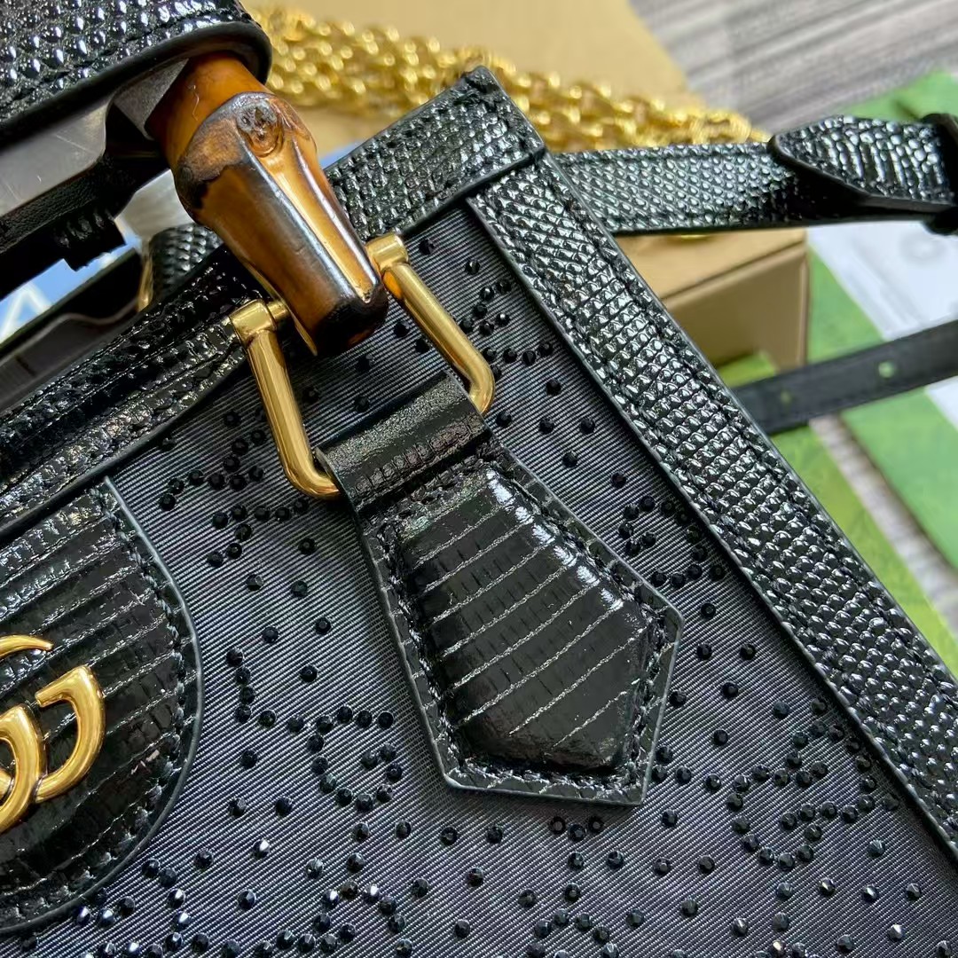[TOP] GUCCI G*G Diana Tote Bag 20x16x10cm - Black