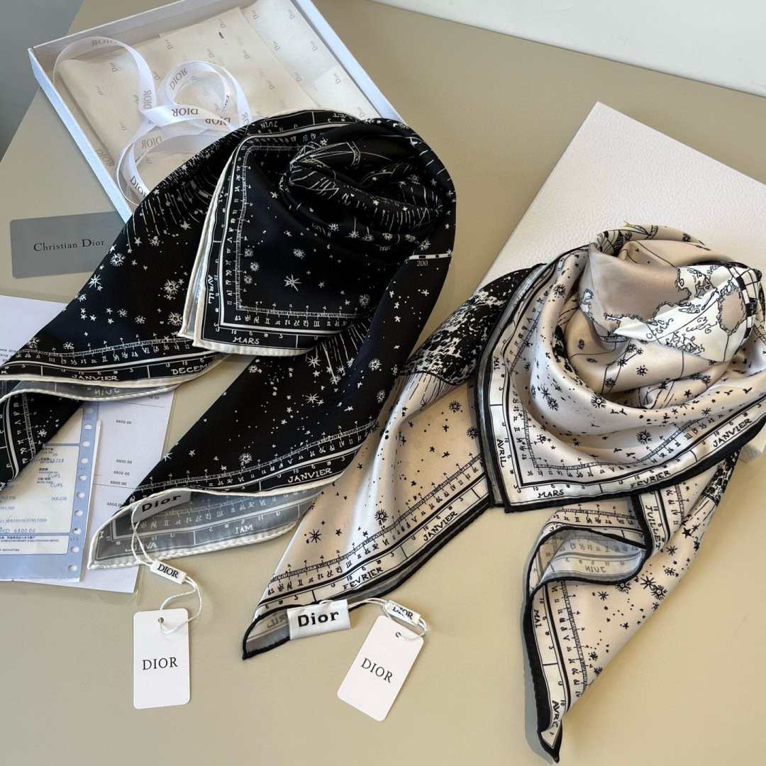 [TOP] Christian Dior Silk Scarf 90x90cm - 2 Colors