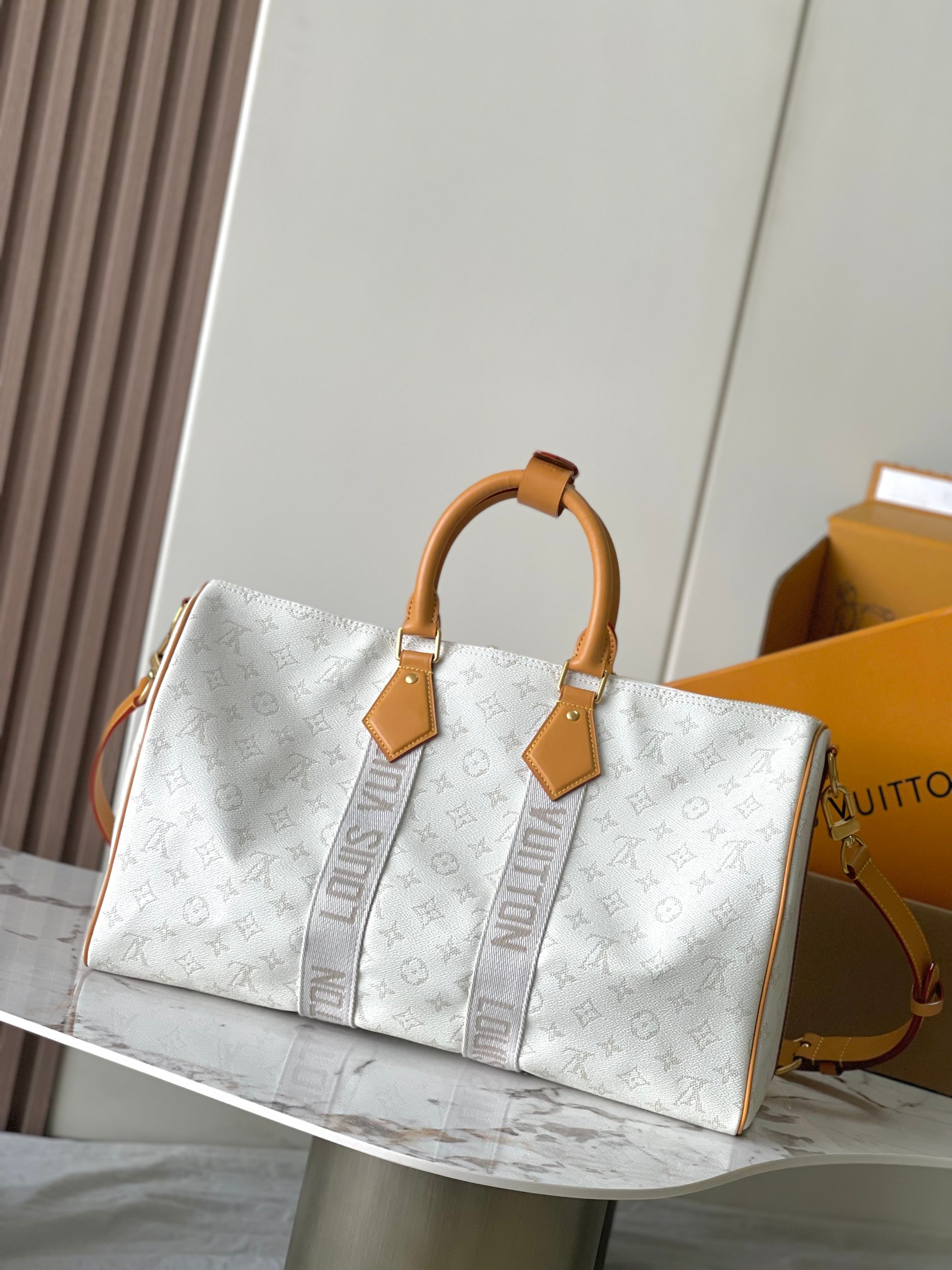 [TOP] Louis Vuitton LV Keepall 45 Travel Bag 45X27X20cm - White
