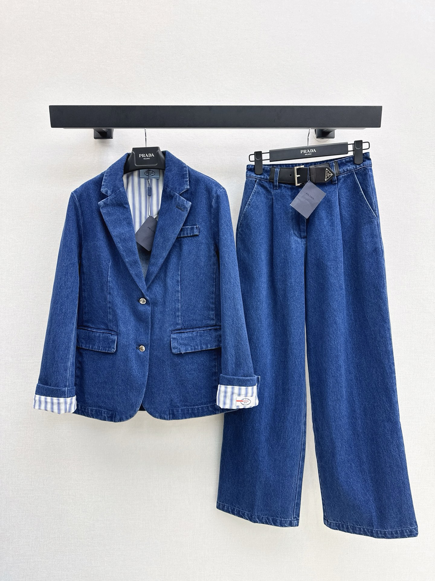 [TOP] Prada Denim Jacket + Pants Set - Blue
