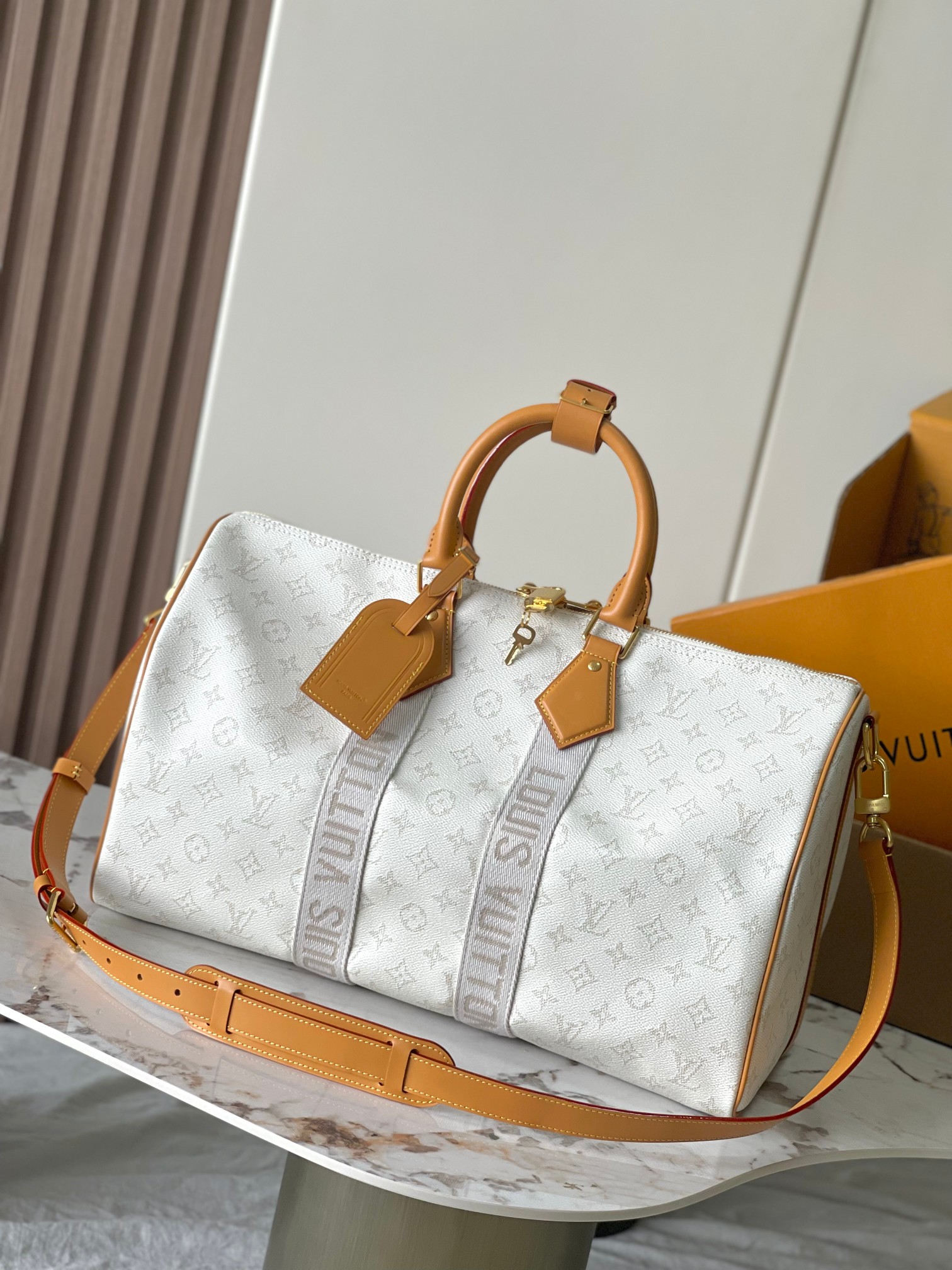 [TOP] Louis Vuitton LV Keepall 45 Travel Bag 45X27X20cm - White