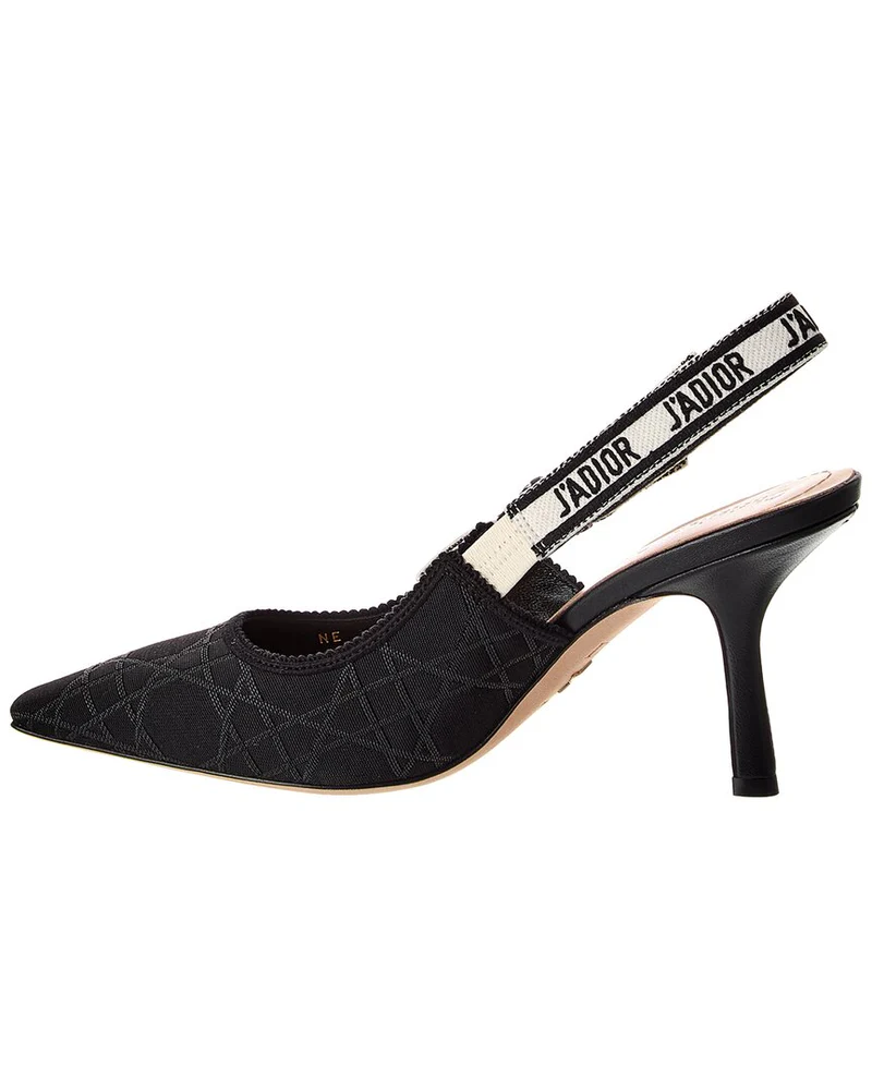 [TOP] Christian Dior J'AChristian Dior Slingback 9.5cm Pump Macramé Embroidered Canvas & Leather - Black