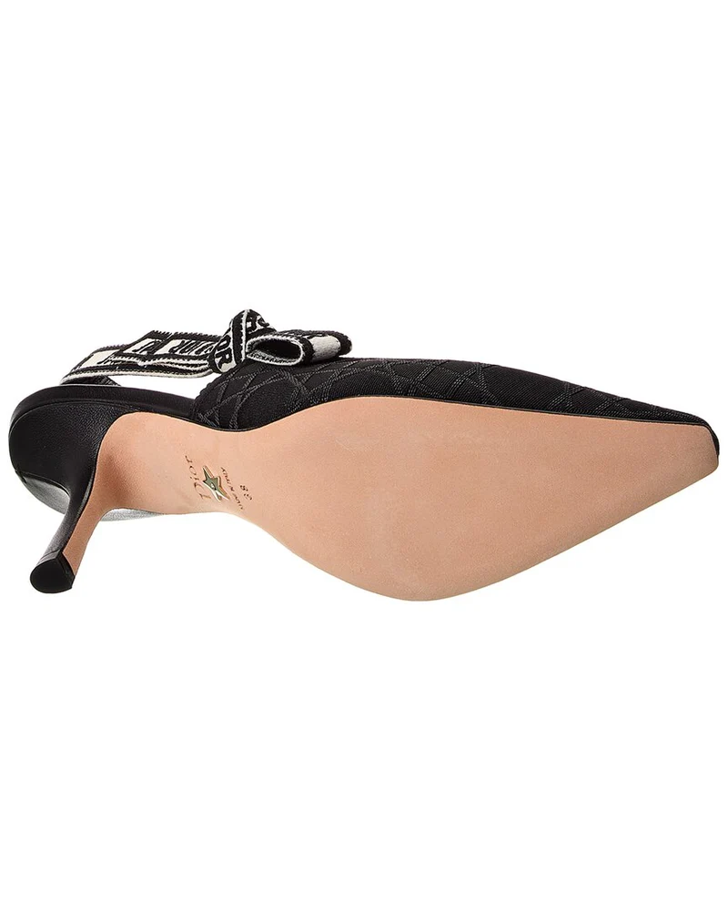 [TOP] Christian Dior J'AChristian Dior Slingback 9.5cm Pump Macramé Embroidered Canvas & Leather - Black