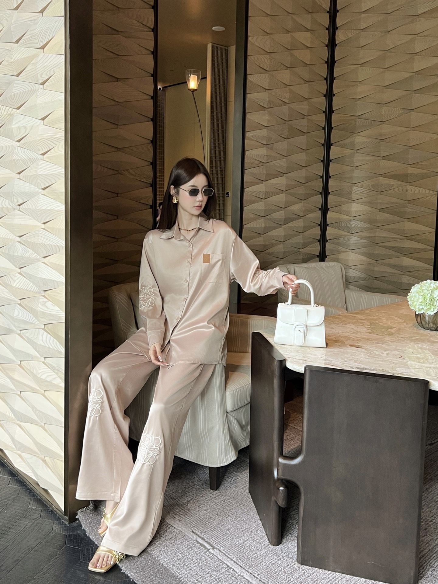 [TOP] LOEWE Embroidered Long Sleeve Shirt + Pants Set - 3 Color