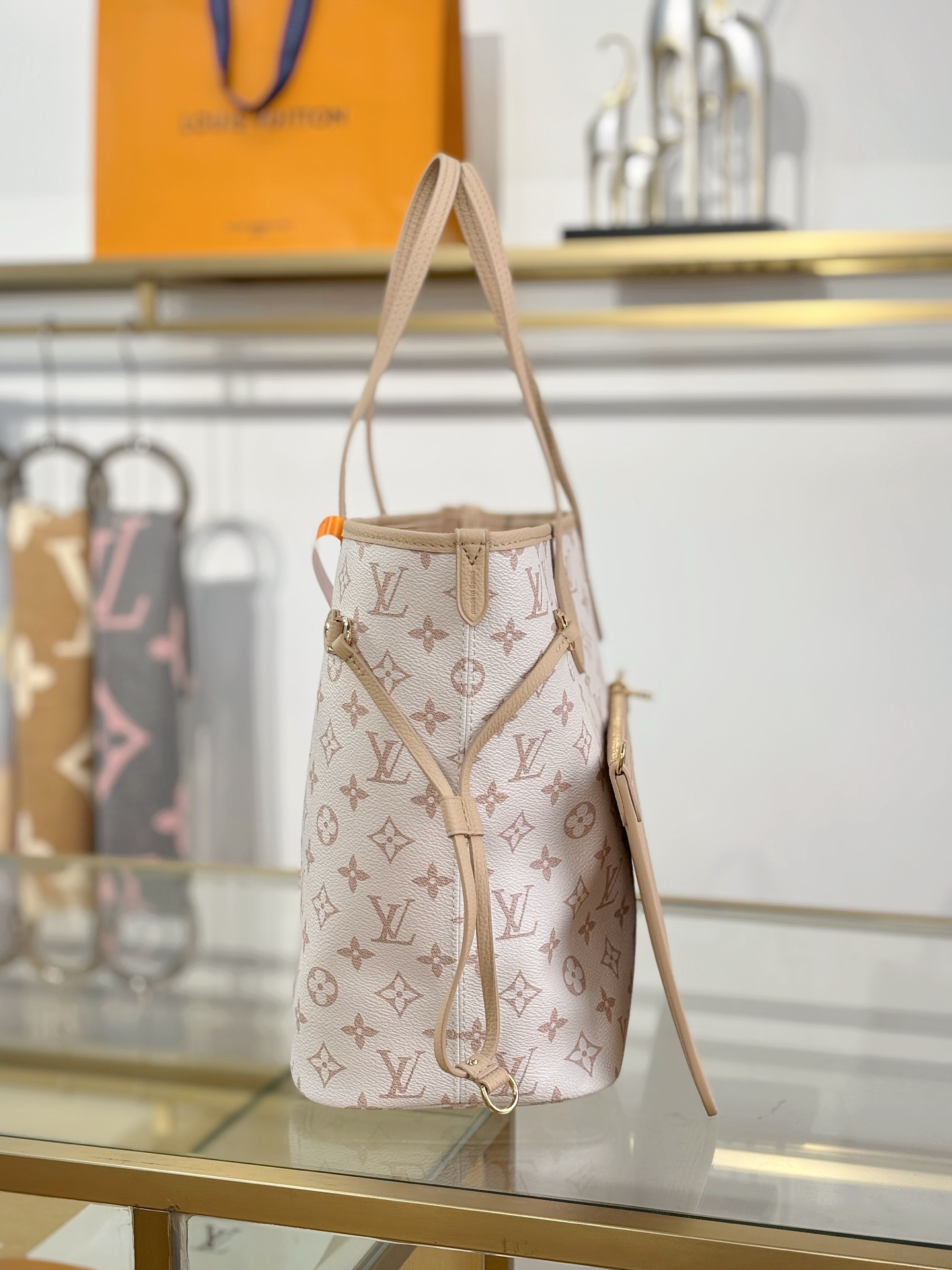 [TOP] Louis Vuitton LV Neverfull MM Inside Out Leather Tote Bag 31x28x14cm - Off White