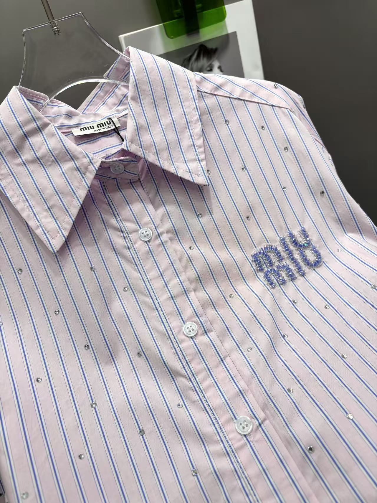 [TOP] Miu Miu Striped Shirt - Pink