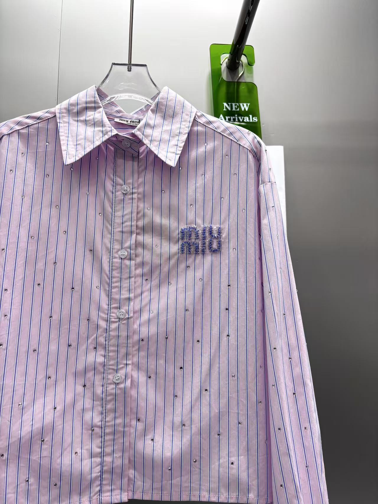 [TOP] Miu Miu Striped Shirt - Pink