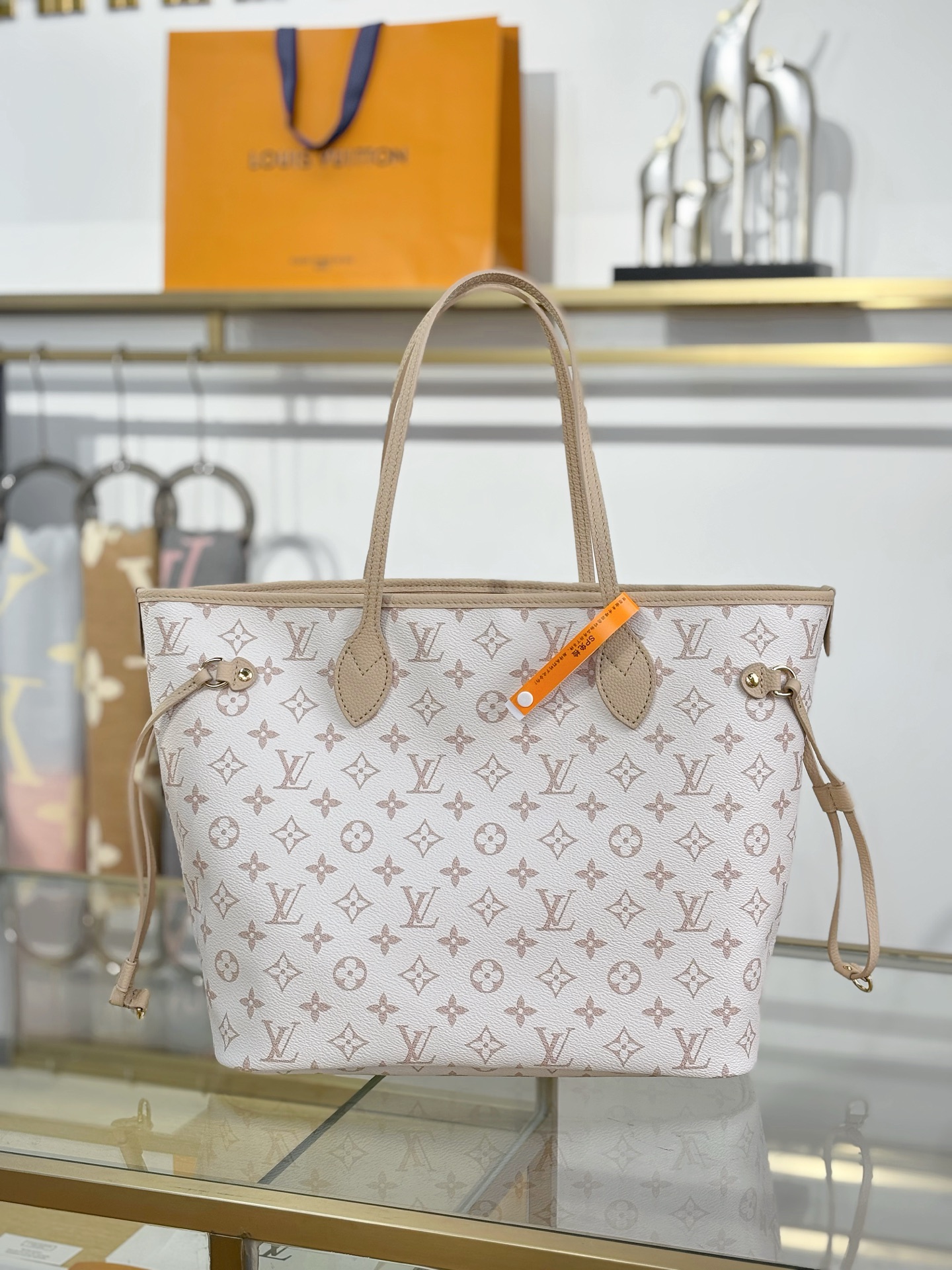 [TOP] Louis Vuitton LV Neverfull MM Inside Out Leather Tote Bag 31x28x14cm - Off White