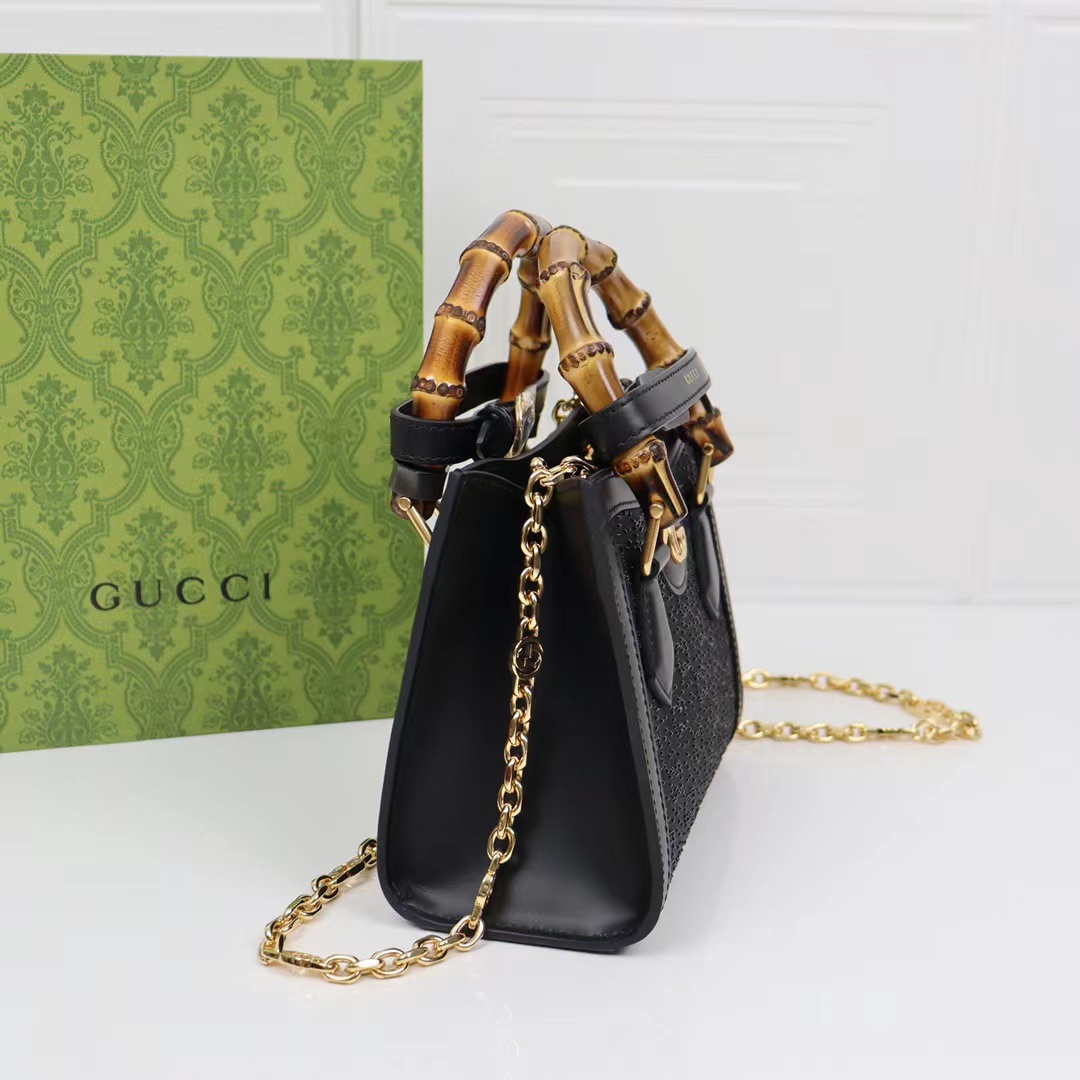 [TOP] GUCCI GG Diana Tote Bag 20x16x10cm - Black