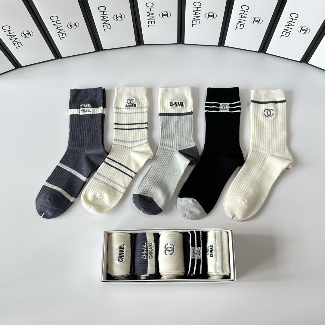 [TOP] CHANEL Socks - 5 Pieces as a Set