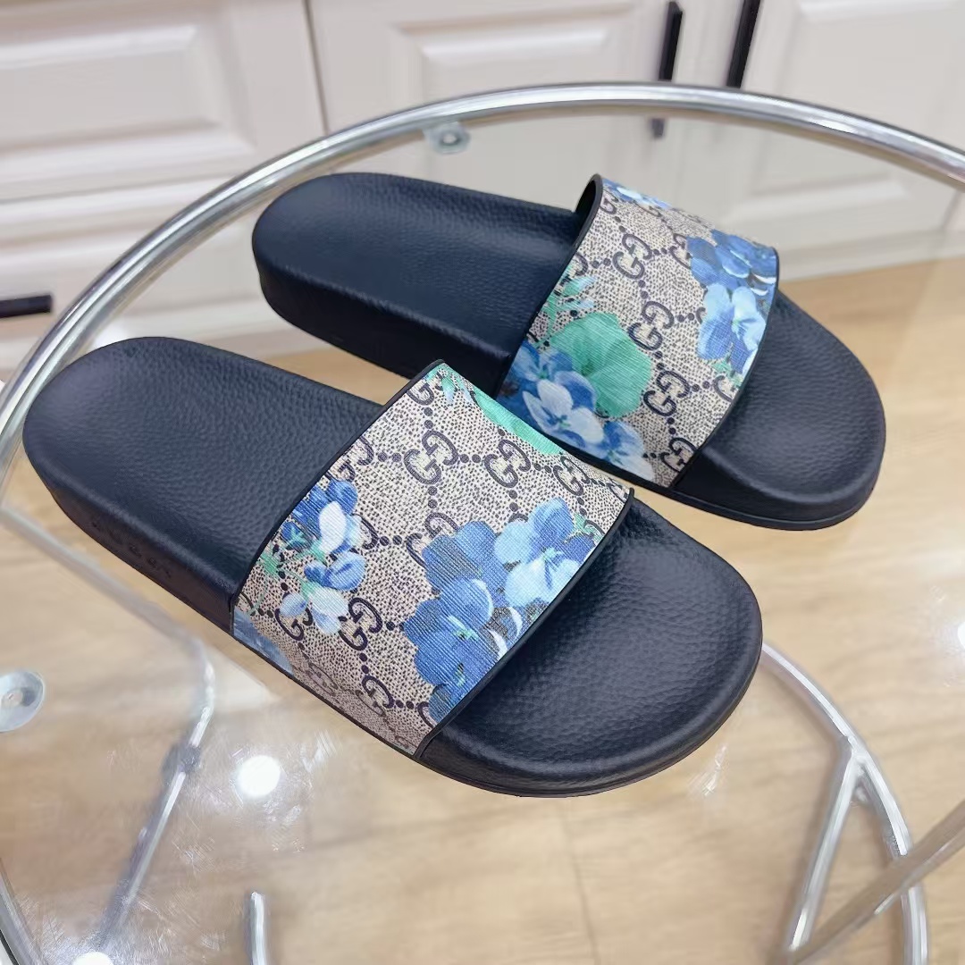 [TOP] GUCCI Flower Slide-  Black