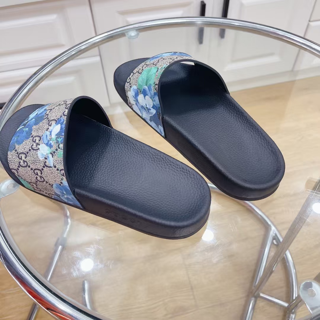 [TOP] GUCCI Flower Slide-  Black