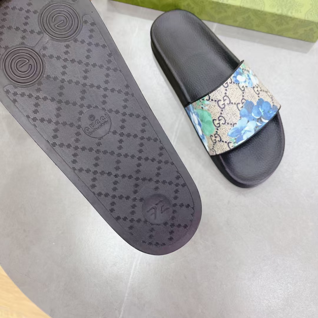 [TOP] GUCCI Flower Slide-  Black
