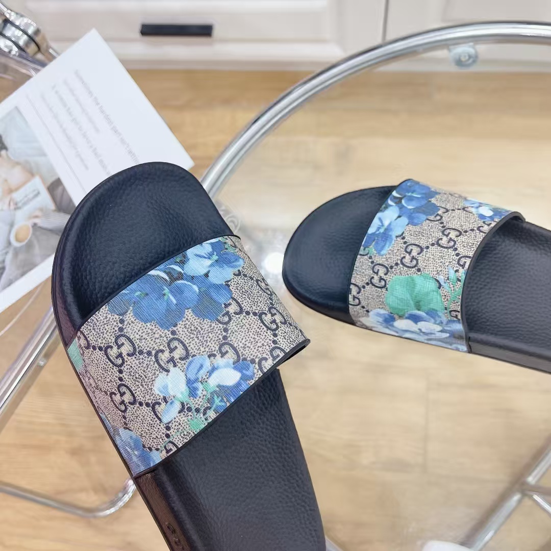 [TOP] GUCCI Flower Slide-  Black