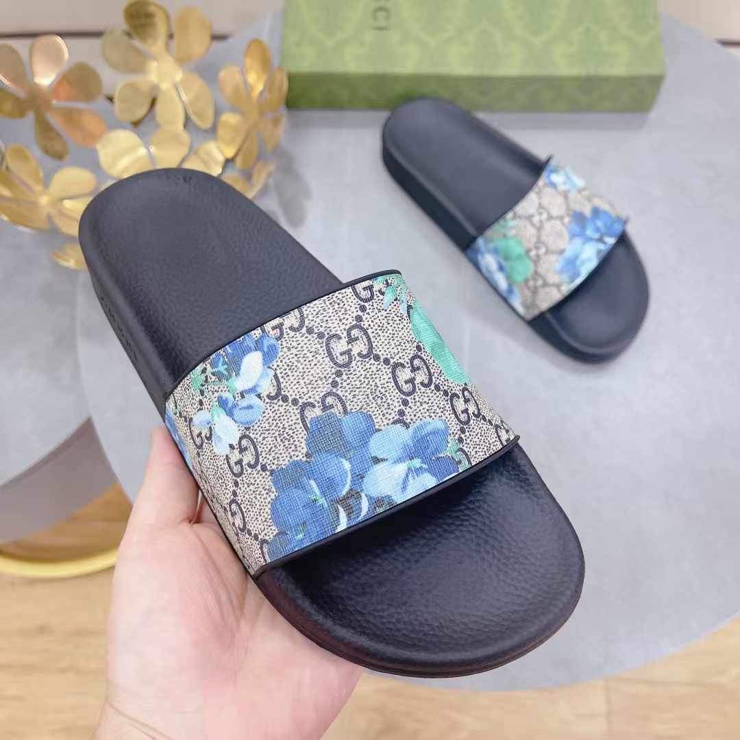 [TOP] GUCCI Flower Slide-  Black