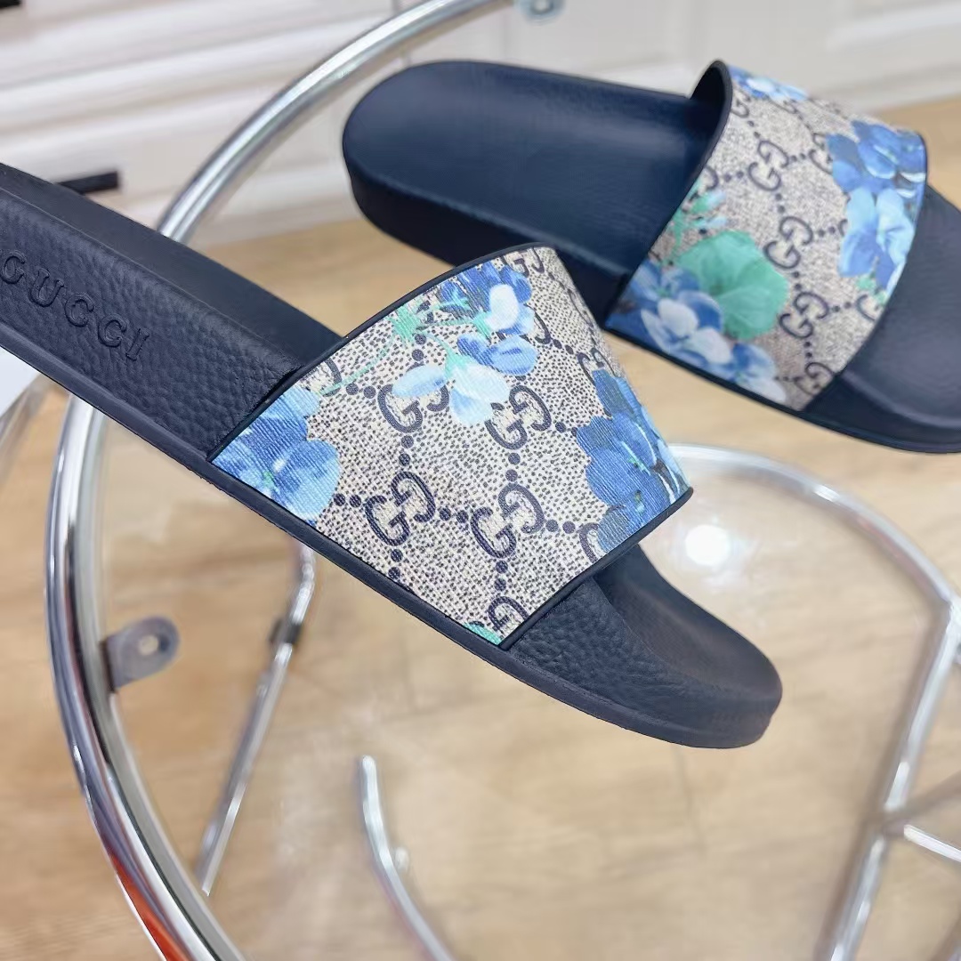 [TOP] GUCCI Flower Slide-  Black