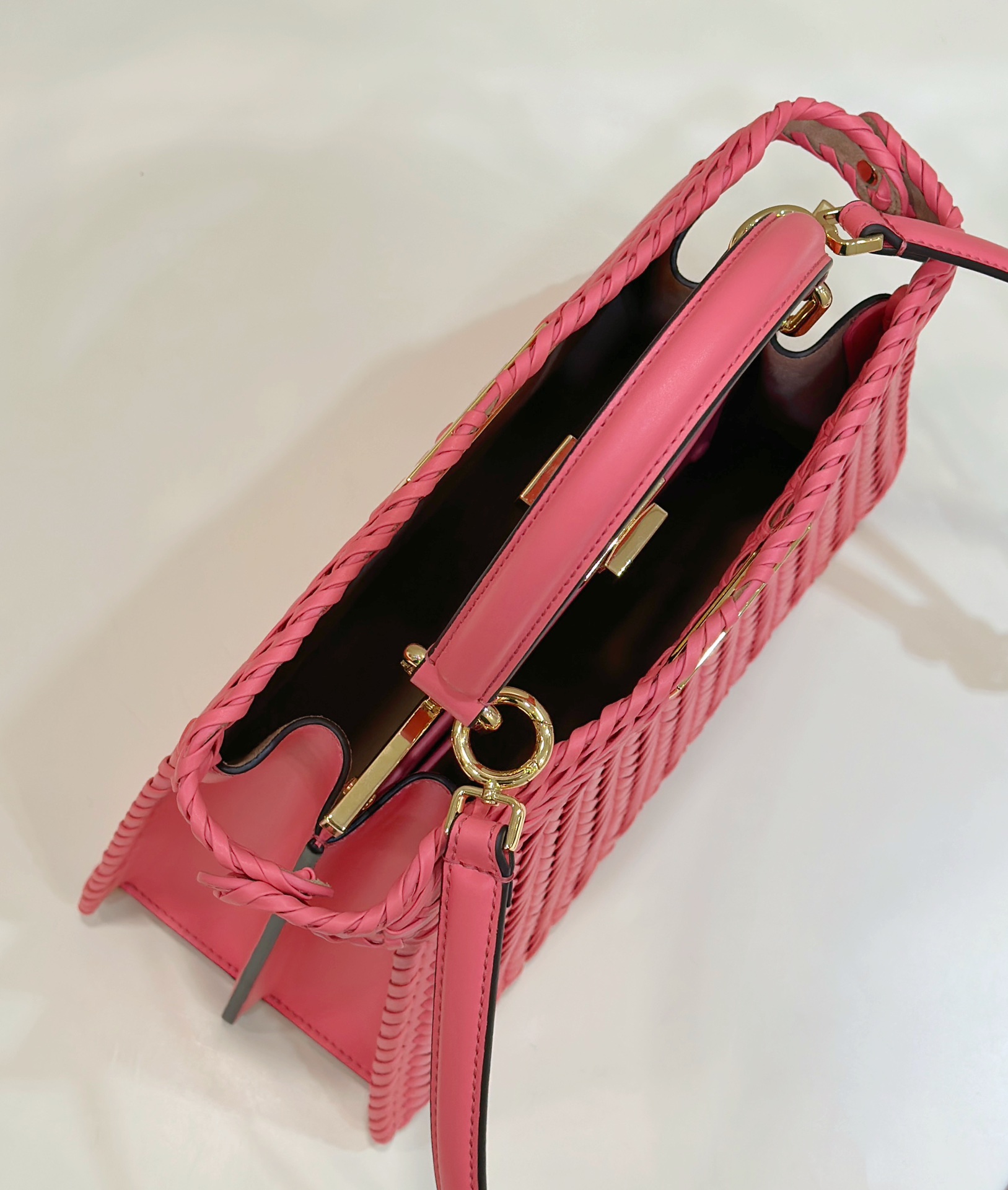 [TOP] FENDI Peekaboo ISeeU Handbag 33*12*25cm- Bright Pink