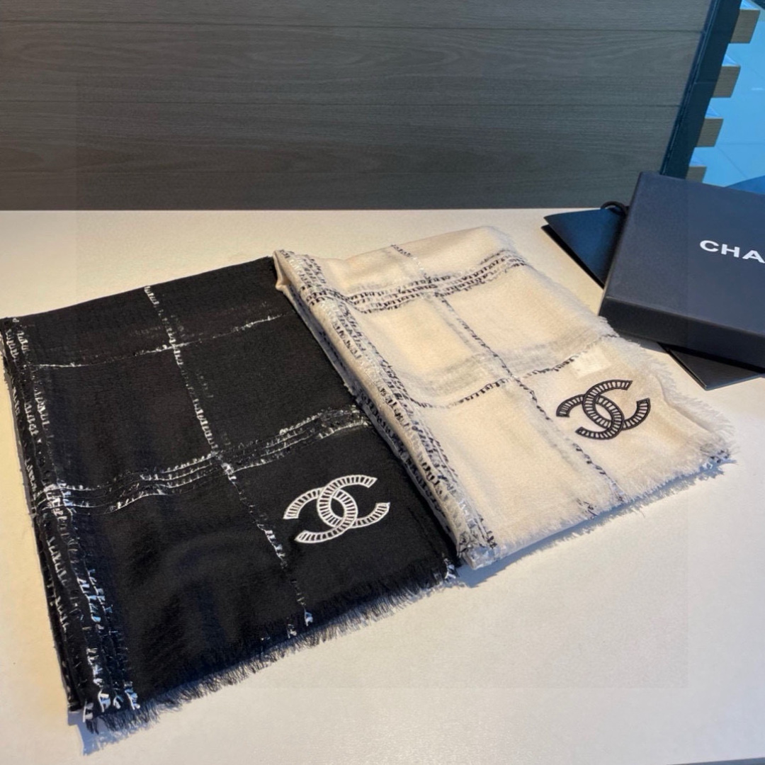 [TOP] CHANEL Cashmere Scarf 100*200cm - 2 Colors