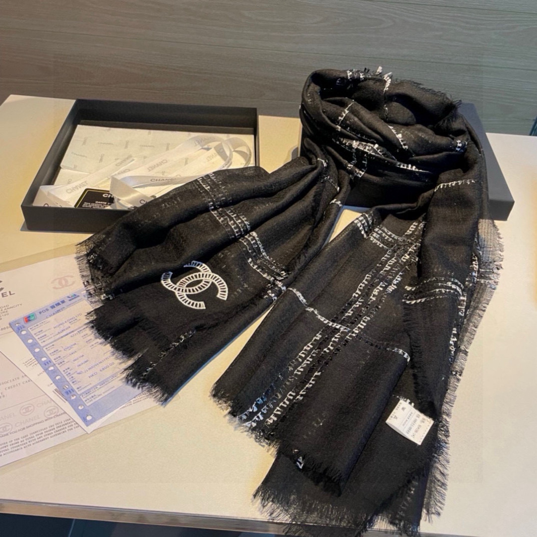 [TOP] CHANEL Cashmere Scarf 100*200cm - 2 Colors